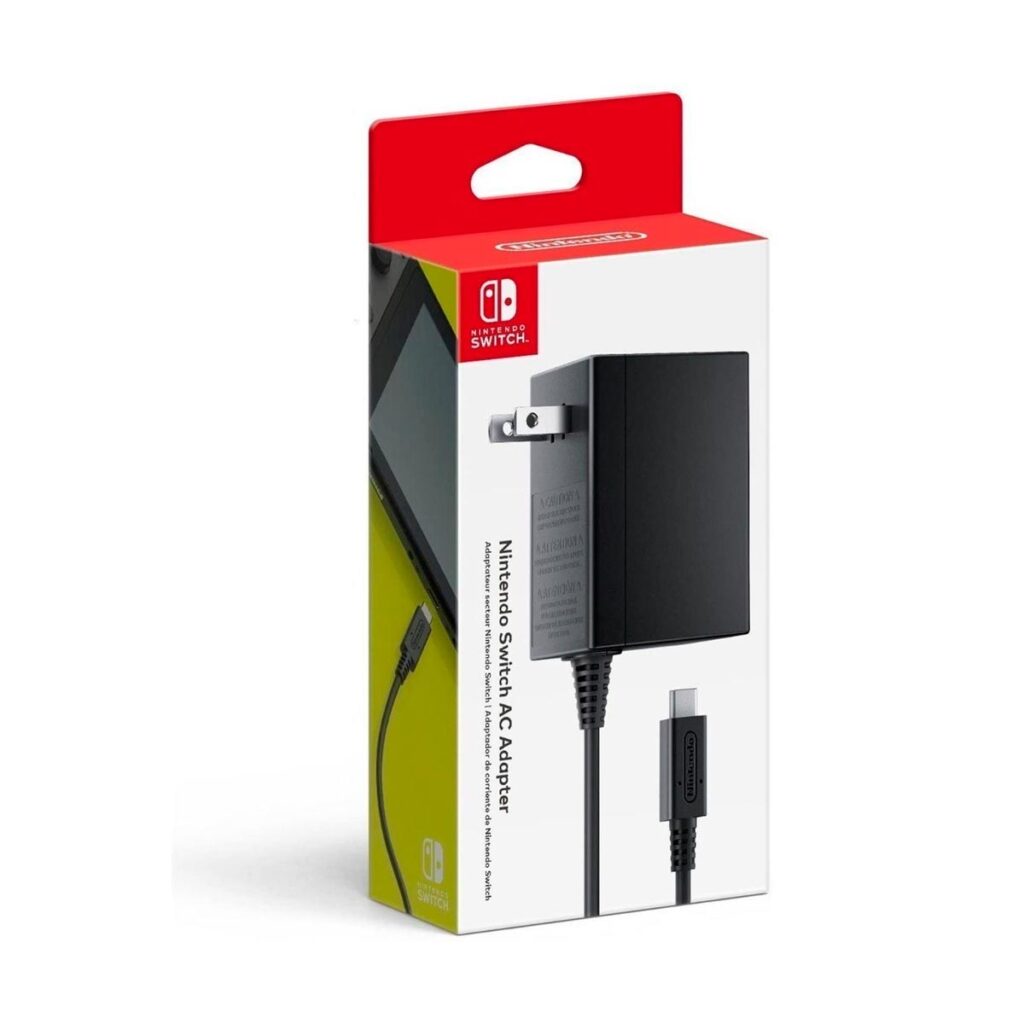 Adaptador AC Nintendo Switch original. Incluye cable USB-C, carga rápida y compatibilidad total.
