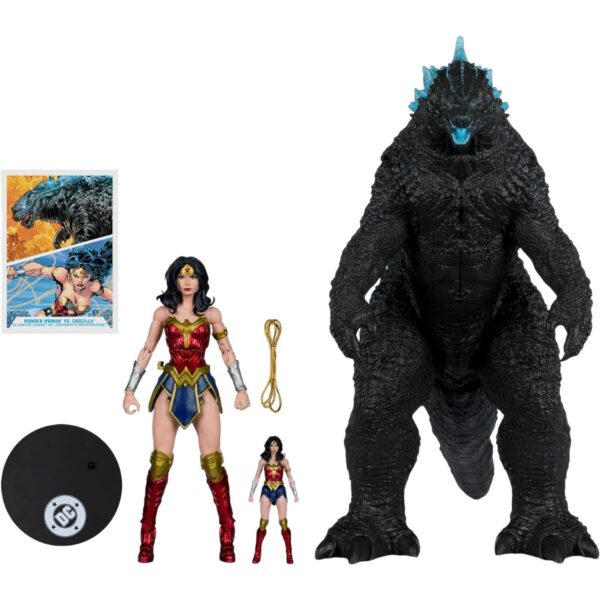 Pack Figuras Coleccionables Wonder Woman vs Atomic Blast Godzilla | DC MonsterVerse 2
