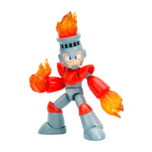 Figura coleccionable Fire Man de Mega Man (Jada Toys). Articulación múltiple y pintura detallada.