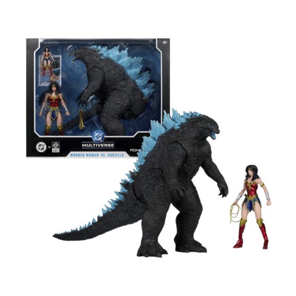 Wonder Woman de DC vs Godzilla Atomic Blast del MonsterVerse. Figuras detalladas