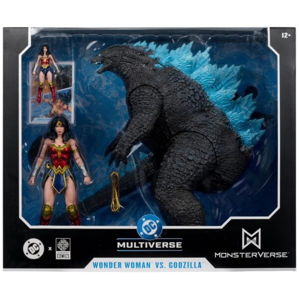 Pack Figuras Coleccionables Wonder Woman vs Atomic Blast Godzilla | DC MonsterVerse 2